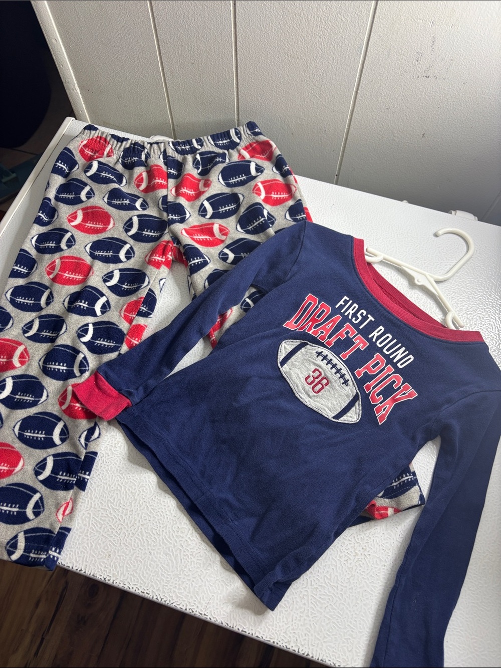 488 - Carter's Navy and Red 'Draft Pick' Football Pajama Set